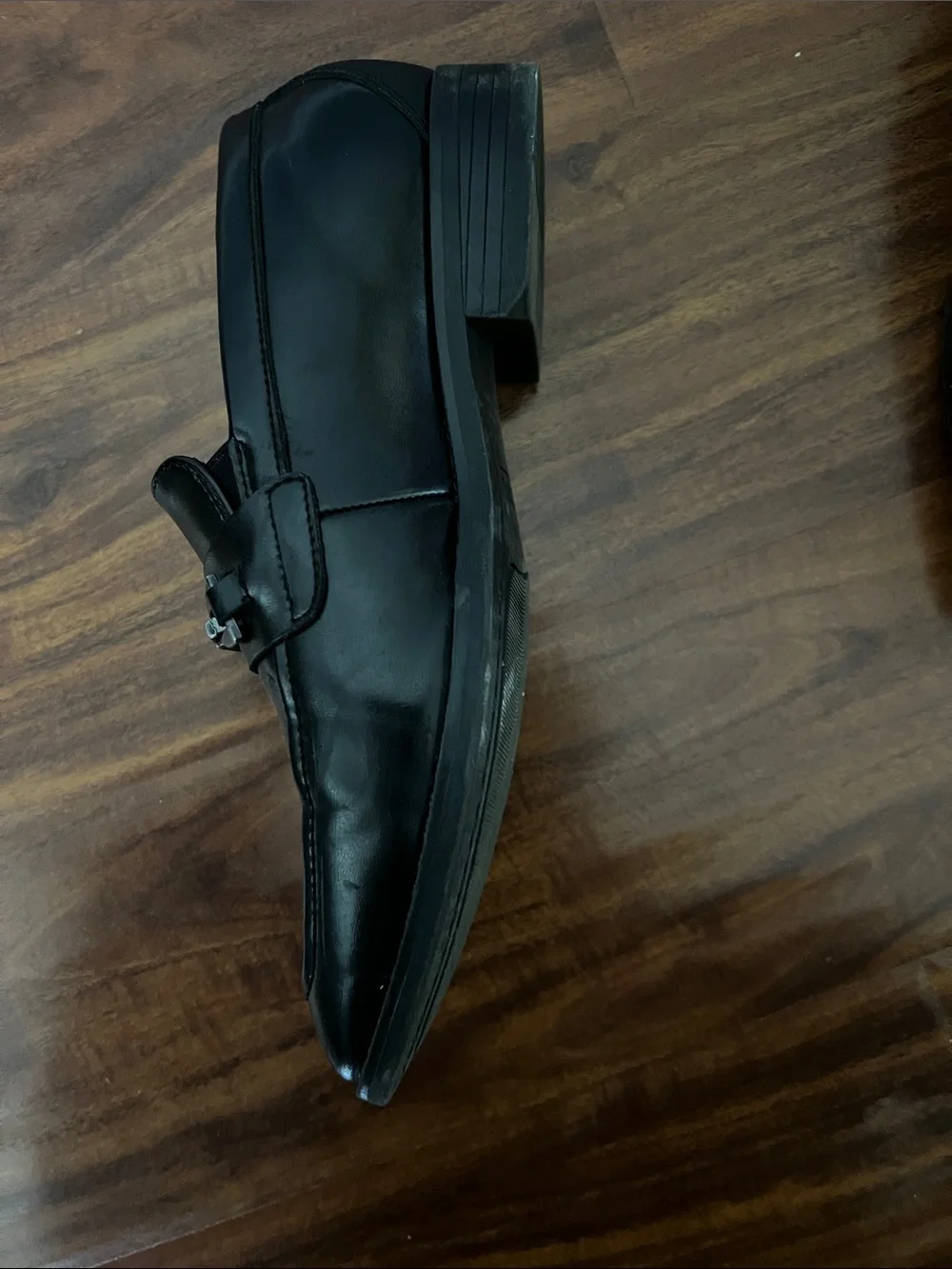 Stacy Adams Black Leather Bit Loafers with Silver Hardware